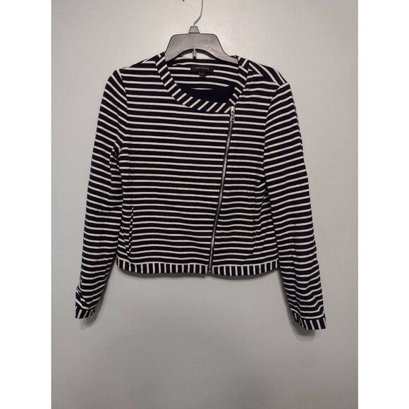 Ann Taylor size S Navy Blue White Striped Blazer - Picture 1 of 3